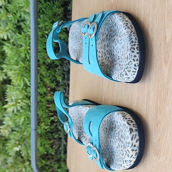 Mephisto Turquoise Leather Sandals Made In France Size 38 - Picture 2 of 15